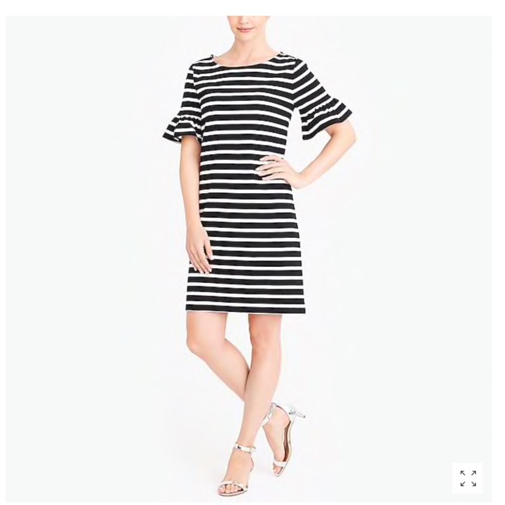 J. Crew Black and White Striped Midi Dress